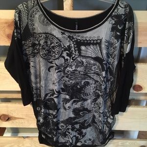 Edista black white design top tulle overlay large
